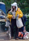 Lily James aperçue en train de sortir d'un hôtel boutique du Suffolk avec son nouveau petit ami Michael Shuman à Londres, au Royaume-Uni