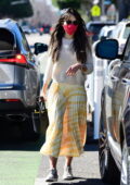 Jordana Brewster traite son chien avec un nouveau jouet lors de ses sorties shopping à Brentwood, Californie