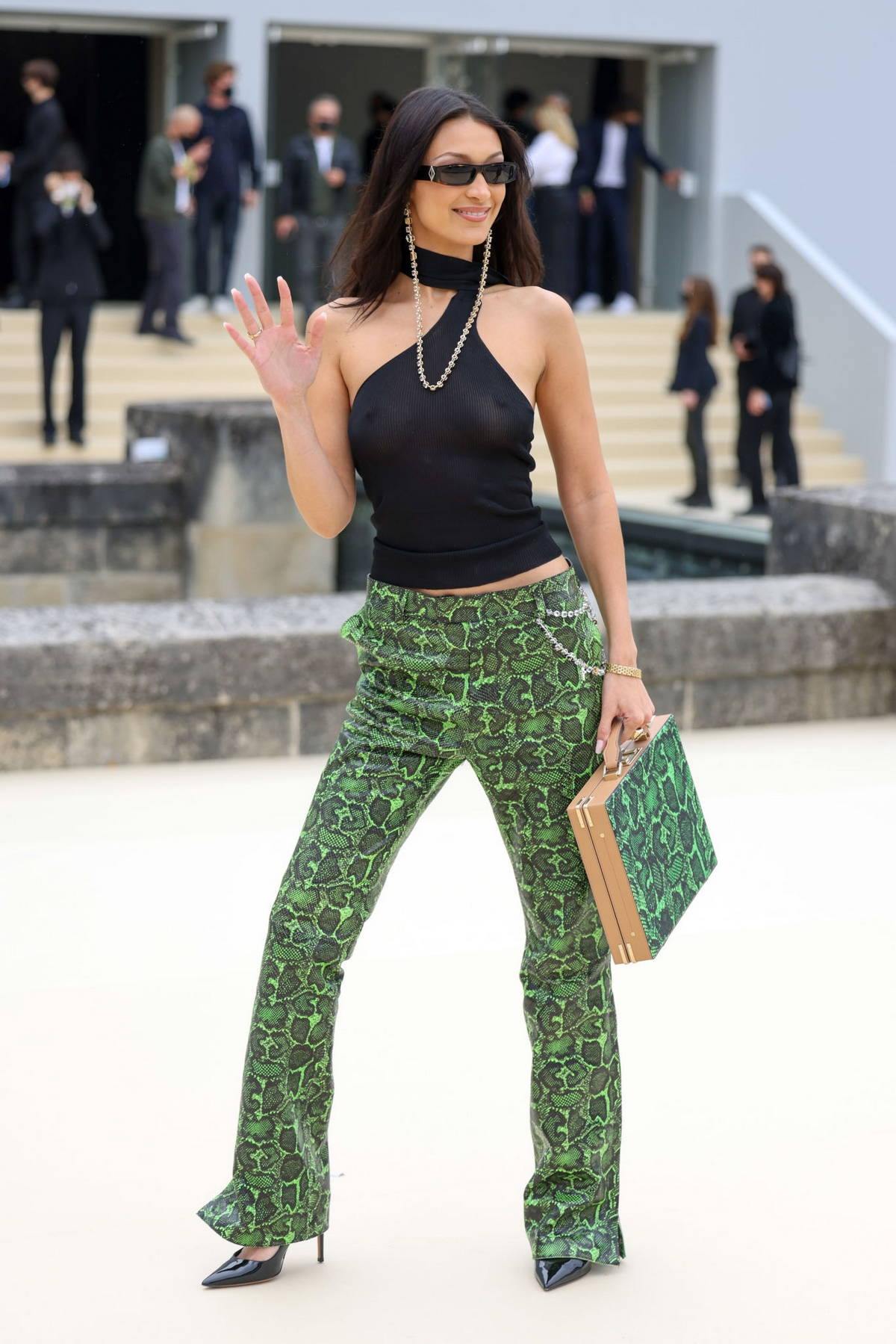 Bella Hadid attends the Dior Homme Menswear Spring-Summer 2022 show in Paris, France